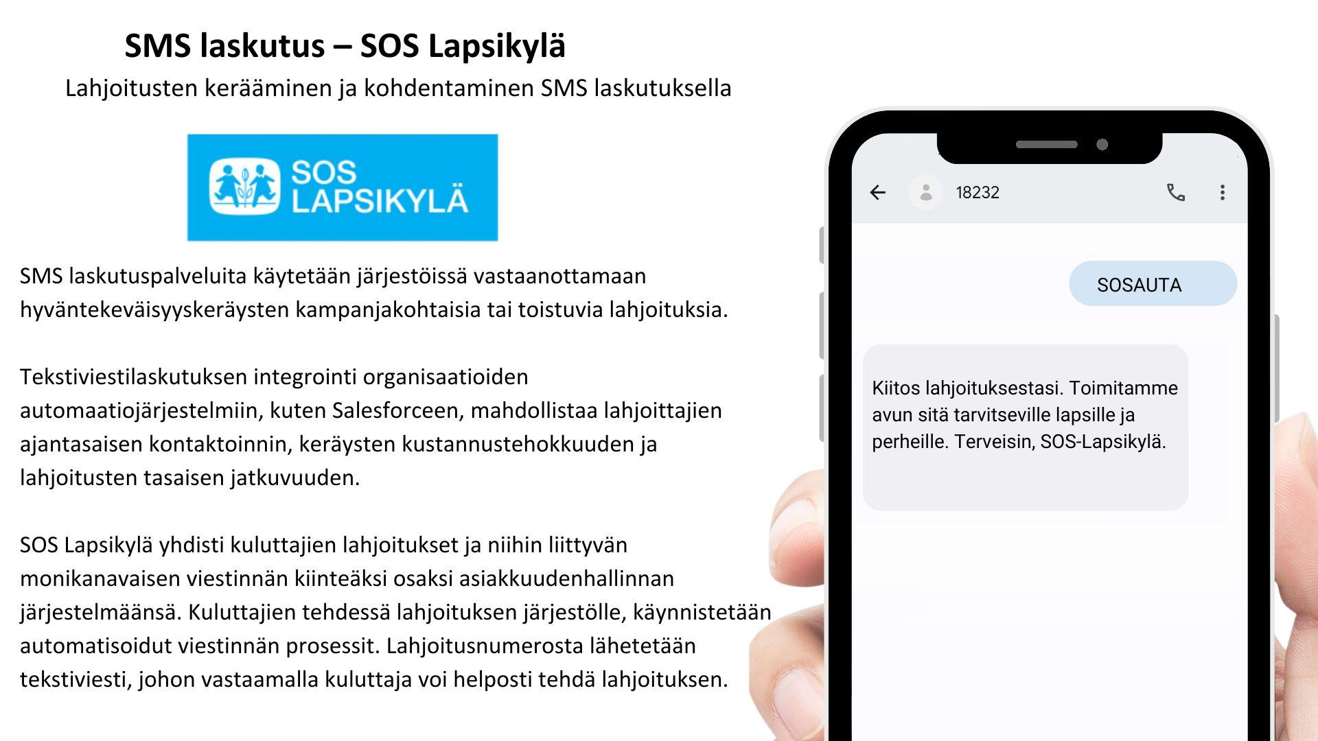 Käyttötapauksia ja referenssejä -SMS laskutus – SOS Lapsikylä